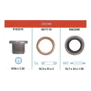 CORTECO vijak kartera s brtvom M16 x1,50x12 - brtva 16,3x22x2mm