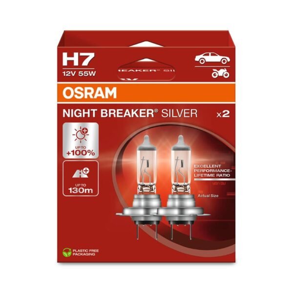 OSRAM NIGHT BREAKER SILVER 100% H7 12V 55W PX26d žarulje 2 komada set